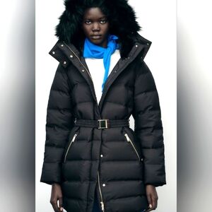 Blue down filled Zara coat